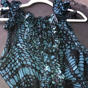 Armani Exchange 100% silk teal dress
